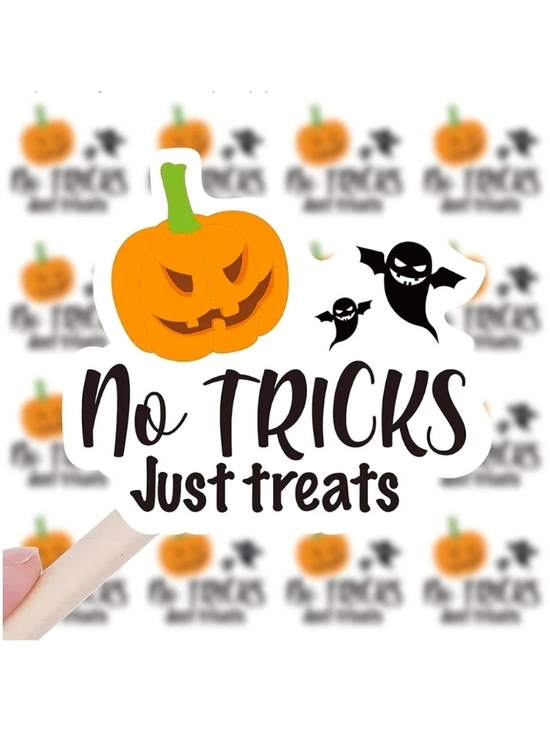 Other - 48 Count - 'No Tricks Just Treats' Halloween Pumpkin Stickers